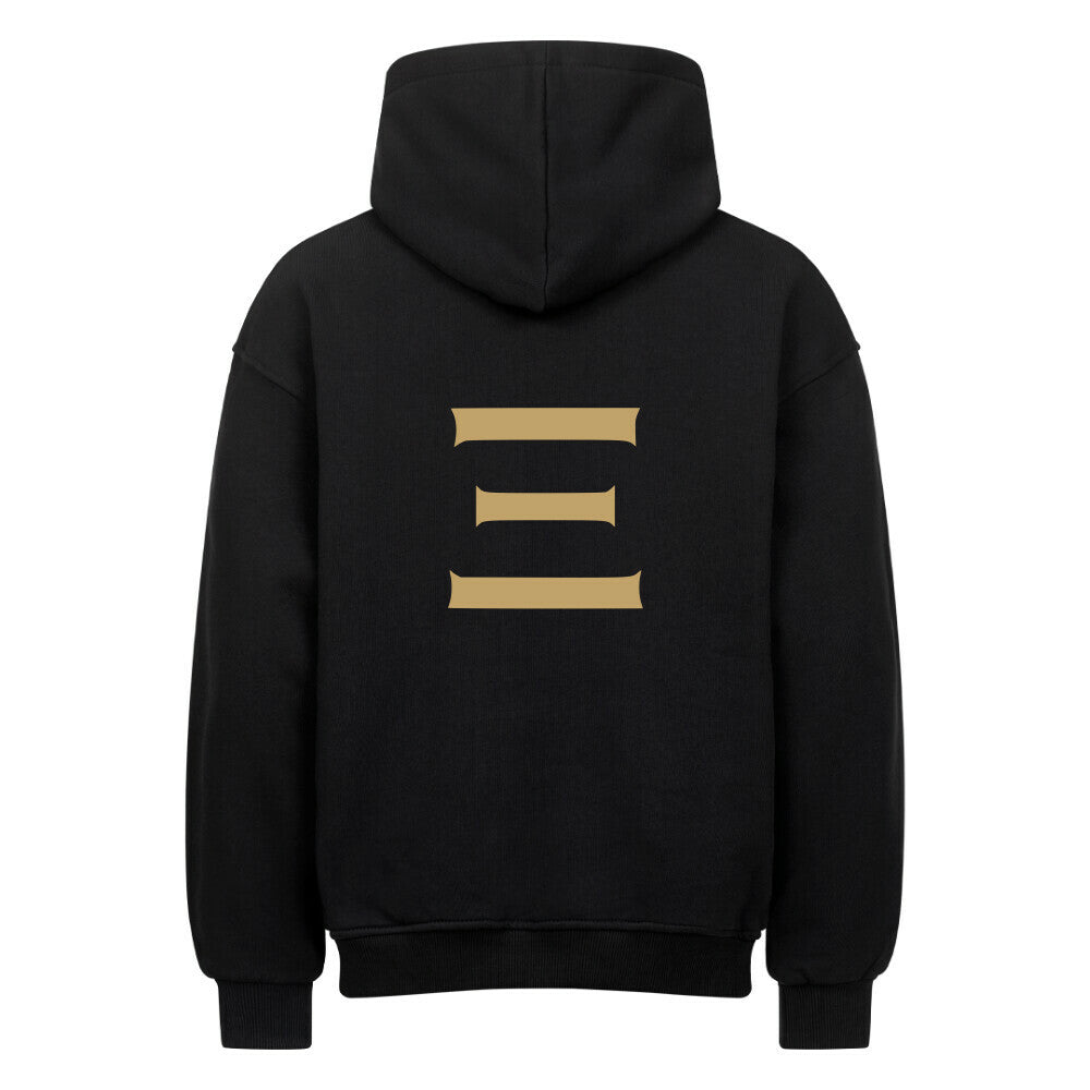 UNFILTERT Signature Heavy Hoodie in Schwarz mit großem goldenen Rückenprint und Oversized Fit