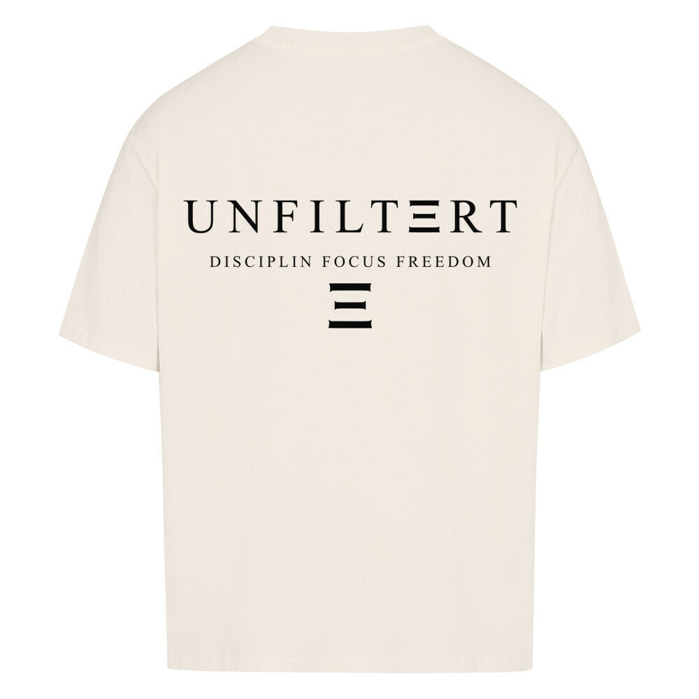 UNFILTERT Statement Oversized T-Shirt in Natural Raw mit großem Rückenprint und modernem Oversized Fit
