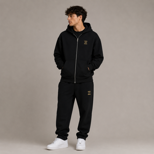 UNFILTERT Signature Oversized Zipper Hoodie – Noir/Or
