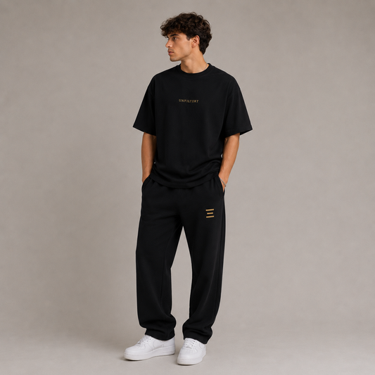 UNFILTERT Signature Oversized Sweatpants – Noir/Or
